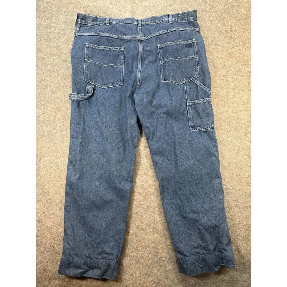 USA Works Jeans Men 42X32 Blue Denim 5-Pocket Carpenter Work Loop Casual Comfort
